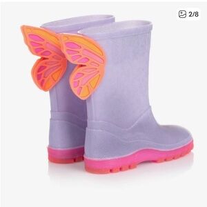 Sophia Webster Mini Purple Glitter Rain Boots with Butterfly Wings size 11